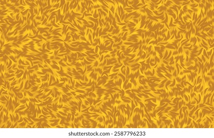 Top view on stylish fur textured in yellow brown color. Soft yellow fur and fluffy texture and natural wave patterns. Perfect for fashion, textile or creative background vector designs.