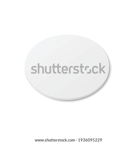 Top view on white blank table coaster realistic vector illustration isolated.