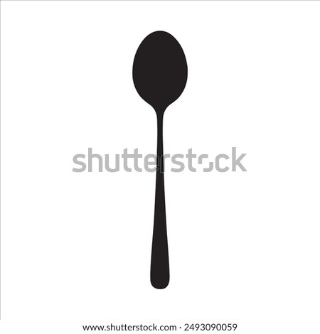Top view one spoon silhouette on white background. Teapot icon vector sign illustration design.