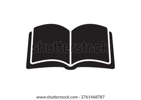 Top View Open Book Silhouette Icon, Reading Symbol Vector