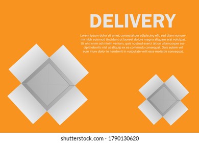 Top view open box mock up template for advertising of goods delivery services, flatly. Vector eps10 illustration.