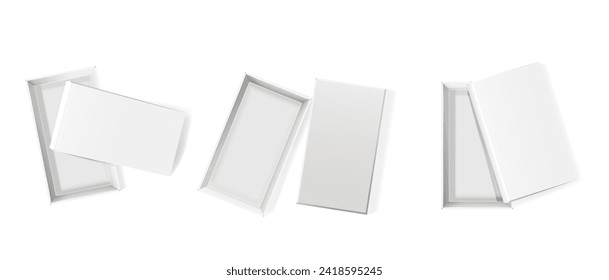 Top View Of An Open White Box Realistic 3d Mockup. Clean And Minimalistic. Angular Lines Showcase Simplicity