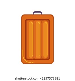 Vista superior de la ilustración del vector colchón inflable anaranjado. Equipo u objeto para actividades acuáticas en forma de rectángulo aislado sobre fondo blanco. Verano, concepto de vacaciones