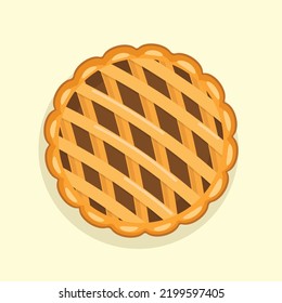 Top View Orange Pie Vector Illustration | Flat Design Isolated | Halloween and Thanksgiving Meal | Pastry and Bakery