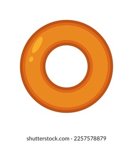 Top view of orange swimming ring vector illustration. Equipment or toy for water activities in shape of circle isolated on white background. Summer, holidays concept