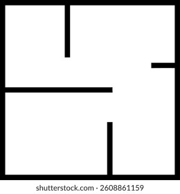 Top View Outline of a House Floor Plan Showing Rooms and Structure Vector Silhouette Design
