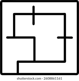 Top View Outline of a House Floor Plan Showing Rooms and Structure Vector Silhouette Design