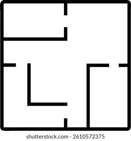 Top View Outline of a House Floor Plan Showing Rooms and Structure Vector Silhouette Design