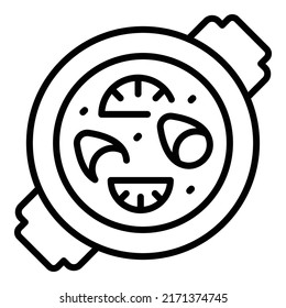 Top view paella icon outline vector. Culinary fish. Spanish food
