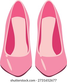 Vista superior par de zapatos de tacón alto rosa en Ilustración vectorial plana, elegante calzado de mujer aislado sobre fondo blanco