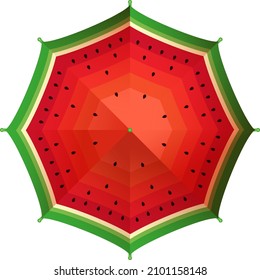 Top view of parasol. Colorful summer beach umbrella