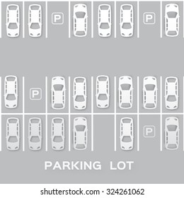 Top View Parking lot design - - cut from paper concept. Many cars parked. Vector illustration - eps10