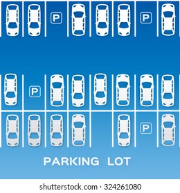 Top View Parking lot design - - cut from paper concept. Many cars parked. Vector illustration - eps10