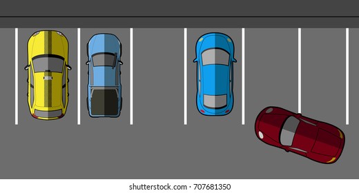 Bad Car Parking Top View Illustration Stock Vector (Royalty Free ...