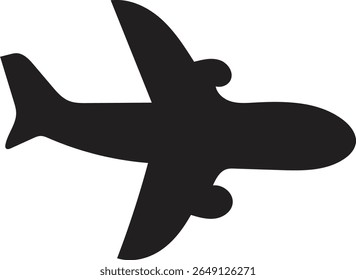 Top view passenger airplane icon for travel and transportation industry vector illustration with transparent background