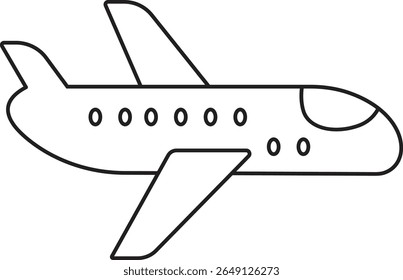 Top view passenger airplane icon for travel and transportation industry vector illustration with transparent background