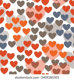 Vista superior del patrón de forma de corazón rojo y coloridos pequeños caramelos de gelatina sobre fondo rosado Patrón repetitivo Tile Swatch Incluido.