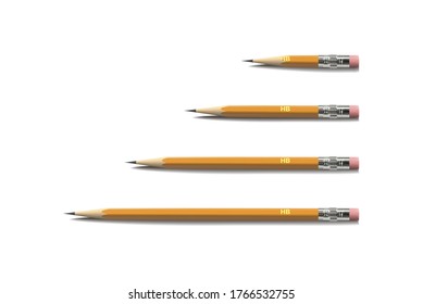 Top view pencil set. Vector illustration.