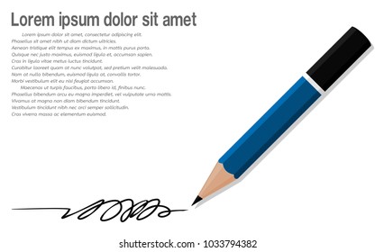Top view of pencil which is writing spiral line on white background
