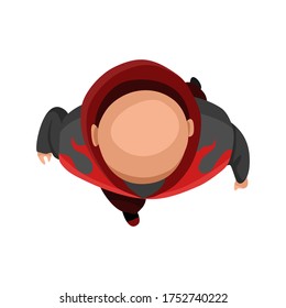 Top View People. Bald man on white background from