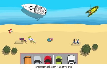 Top view people on the beach