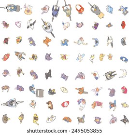 Top View of People on White Background - Vector EPS