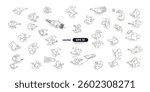 Top view of people set isolated. Men and women. View from above. Vector illustration. Male and female characters. Simple flat style design. Realistic silhouettes.