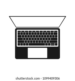 top view. Personal computer laptop isolated flat icon.