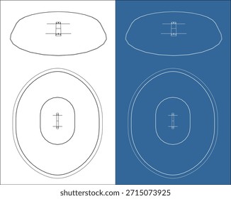 Top View and Perspective Cricket Ground Technical Plan Diagram