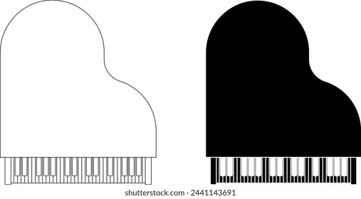 top view piano icon set