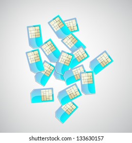 top view of a pile of sim cards