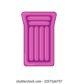 Top view of pink inflatable mattress vector illustration. Equipment or object for water activities in shape of rectangular isolated on white background. Summer, holidays concept
