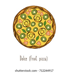 Top view of pizza. Figure for the design of the menu or packaging.