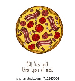 Top view of pizza. Figure for the design of the menu or packaging.