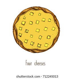 Top view of pizza. Figure for the design of the menu or packaging.