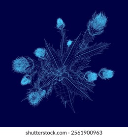 Top view, plant element wireframe symbol for architecture and landscape design drawing. Vector illustration. 3D