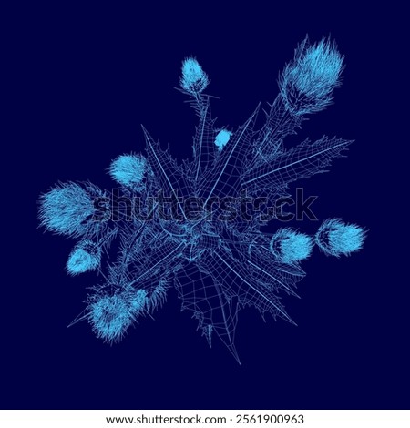 Top view, plant element wireframe symbol for architecture and landscape design drawing. Vector illustration. 3D