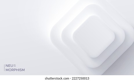 Top view podium, neumorphic bright design. Rectangular shapes with rounded corners. Light, soft, clear and simple vector illustration. Elegant abstract background with copy space.