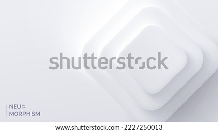 Top view podium, neumorphic bright design. Rectangular shapes with rounded corners. Light, soft, clear and simple vector illustration. Elegant abstract background with copy space.