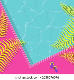 Top view of pool. flat vector illustration.