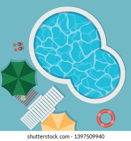 Top view of pool on summer holiday