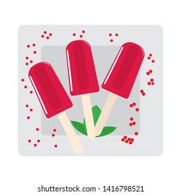 Top view of a popsicles on a plate - Vector