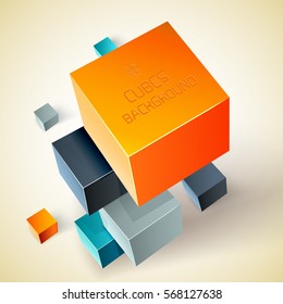 Top view position geometric background with colorful 3d cubes and squares isolated vector illustration