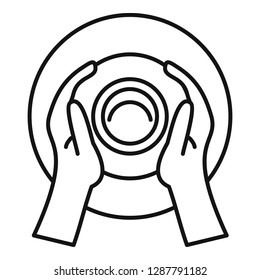 Top view potter wheel icon. Outline top view potter wheel vector icon for web design isolated on white background
