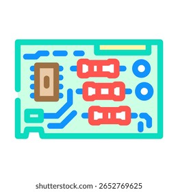 Leiterplatten-Farbsymbol-Vektor in der Draufsicht. Leiterplatten-PCB-Zeichen in Draufsicht. einzelne Symbolgrafik