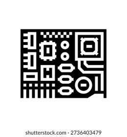 top view printed circuit board pcb glyph icon vector. top view printed circuit board pcb sign. isolated symbol illustration