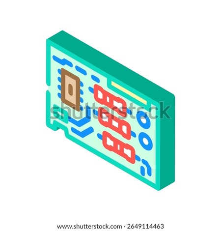 top view printed circuit board pcb isometric icon vector. top view printed circuit board pcb sign. isolated symbol illustration