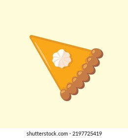 Top View Pumpkin Pie with Cream Vector Illustration | Flat Design Isolated | Halloween |Bakery Dessert | Food Illustration