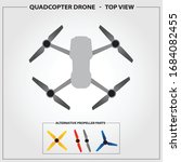 Top view of quadcopter drone with alternative propeller parts - Flat Illustration