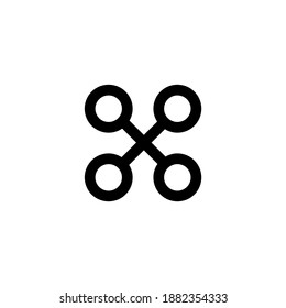 Icono lineal del cuadrocopter de vista superior. Ilustración del vector
